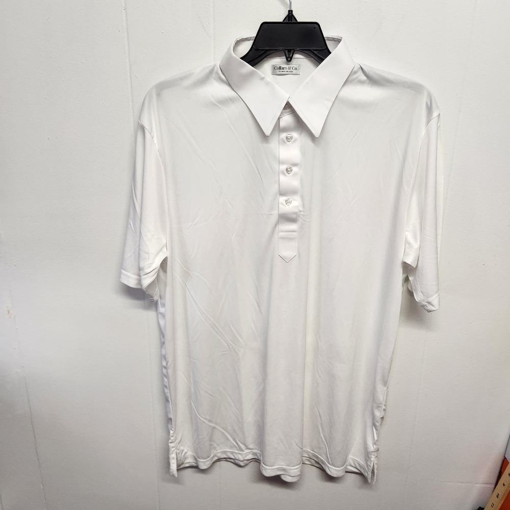 Collars & Co. Polo Shirt Mens XL White Dress Collar Relaxed Fit Golf Performance